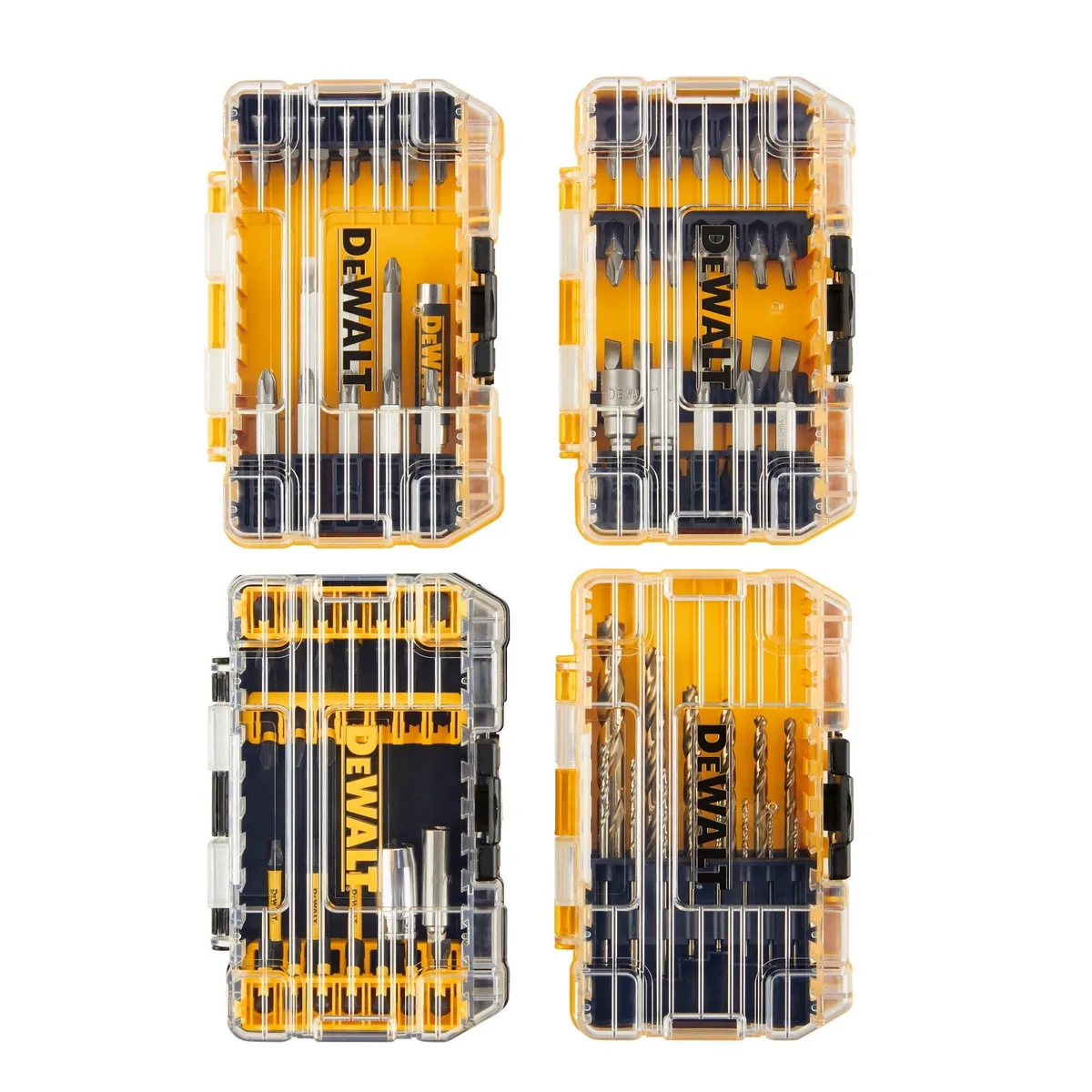 Black ToughCase with clear lid holding 100-piece impact bit set