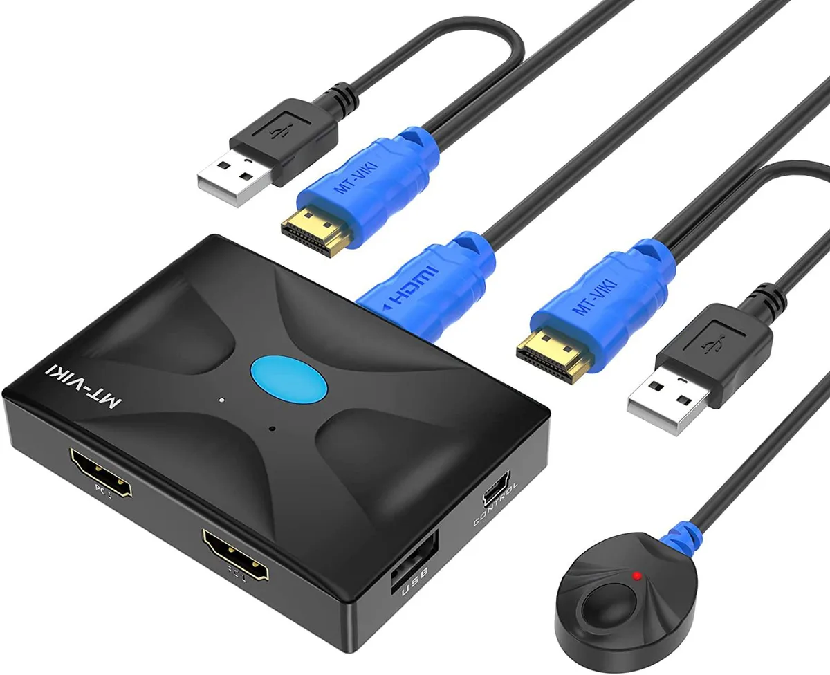 FOCUSTEC FOCUSTEC 2-Port HDMI KVM Switch 4K 30Hz 1.2m Cables — product photo