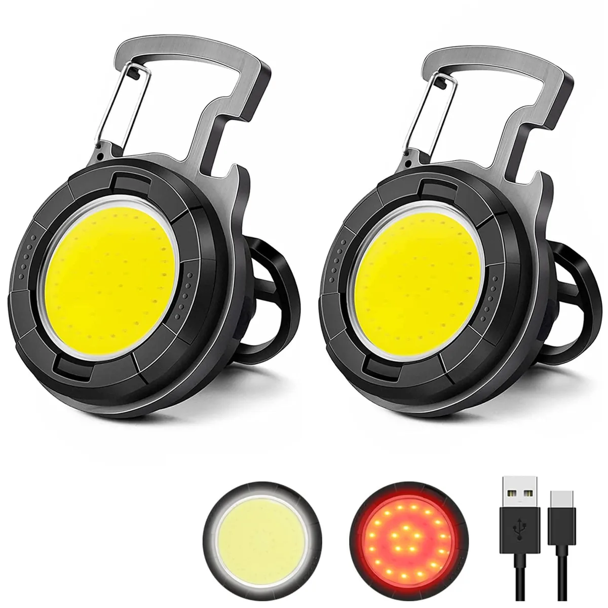 _Mega Brand _Mega Brand sf-11 Keychain Flashlight 2 Pack 1000 Lumens Round-2PCS — product photo