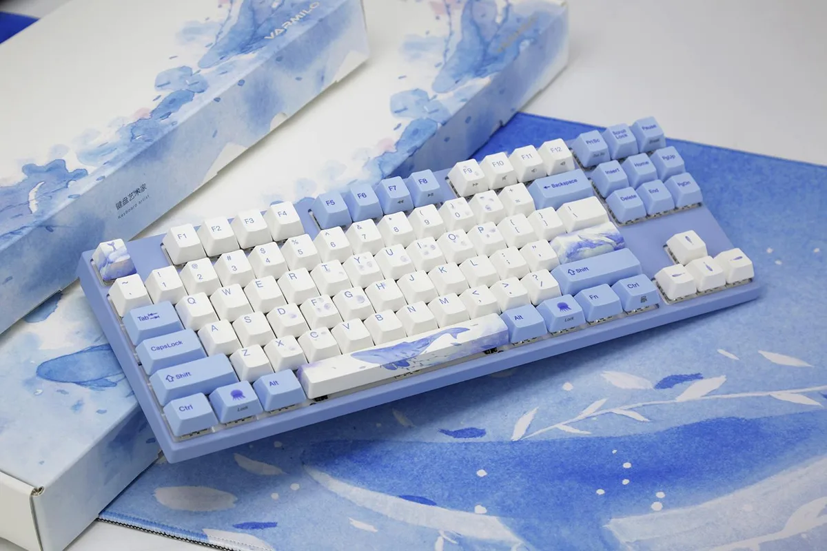 Varmilo Varmilo VA87M Sea Melody TKL Gaming Keyboard Cherry MX Red 87 Keys Blue White — product photo