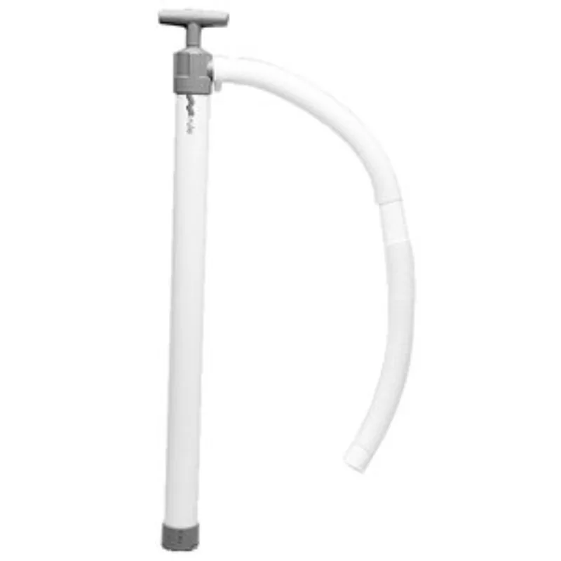 Clear ABS piston hand drum pump with polyethylene hose and 1-1/8 inch outlet