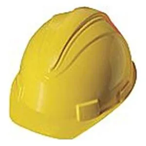 Yellow hard hat with front brim and slotted sides