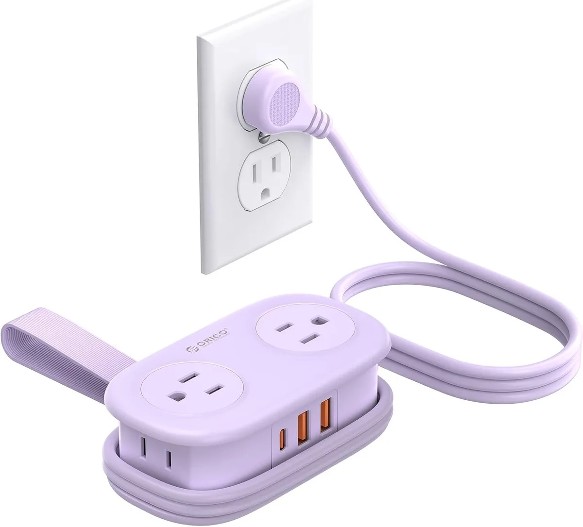 Orico Orico Purple Travel Power Strip PD20W 4AC 3USB 4ft — product photo
