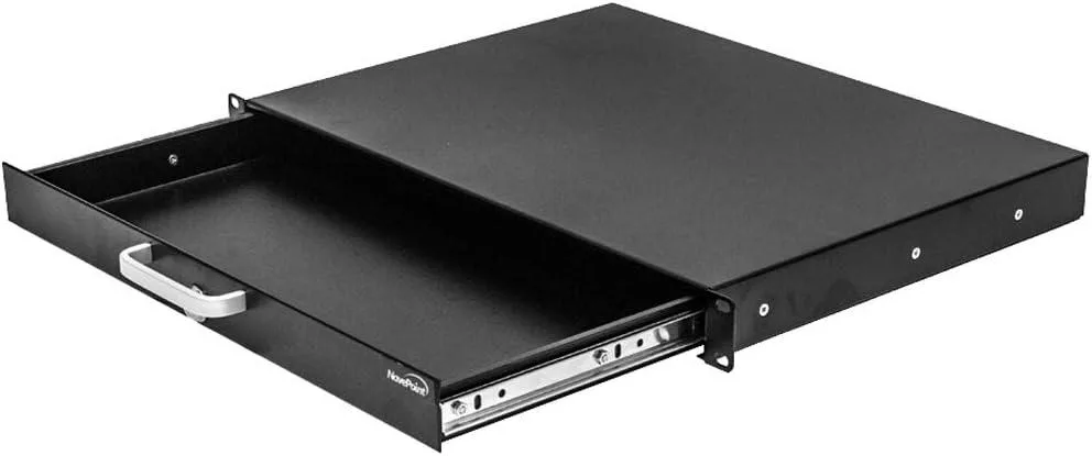 TAURKENAM TAURKENAM 19-Inch 1U Rack Mount Drawer 14in Deep 7.65in Extension Locking Black — product photo
