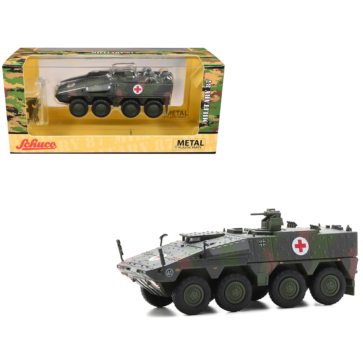 Schuco Schuco Tpz. Tank Boxer "Medic Unit - German Army" Green Camouflage 1/87 hobby collectible — product photo