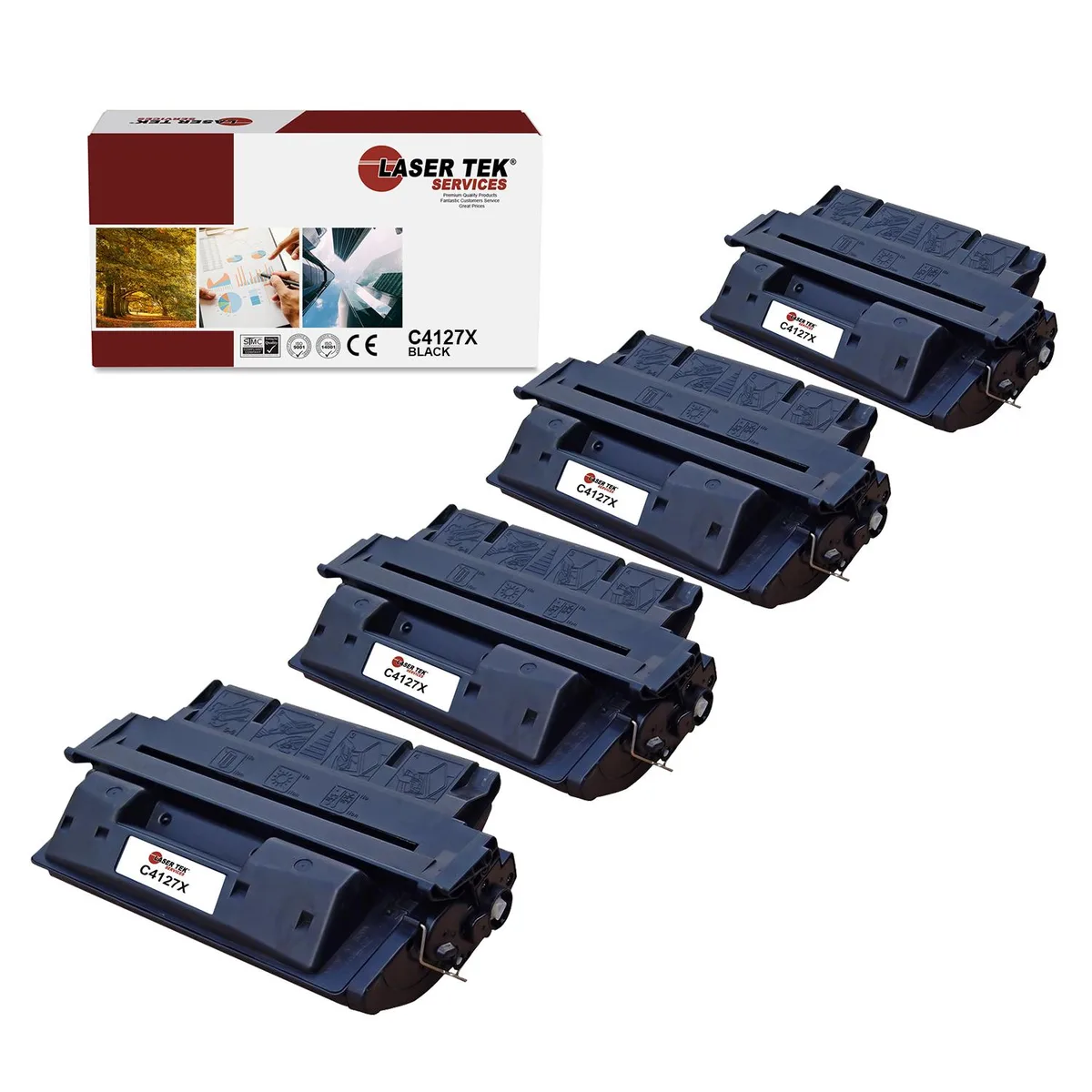 Laser Tek Services Laser Tek Services C4127X (27X) Black Toner Cartridge 4 Pack — product photo
