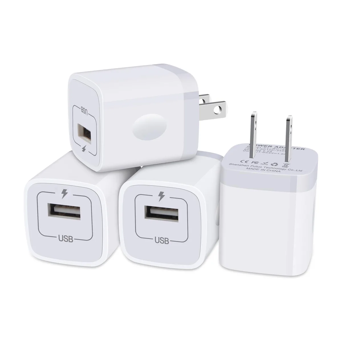 Sicodo PT-WC-03 USB charger 4 pack white — product photo