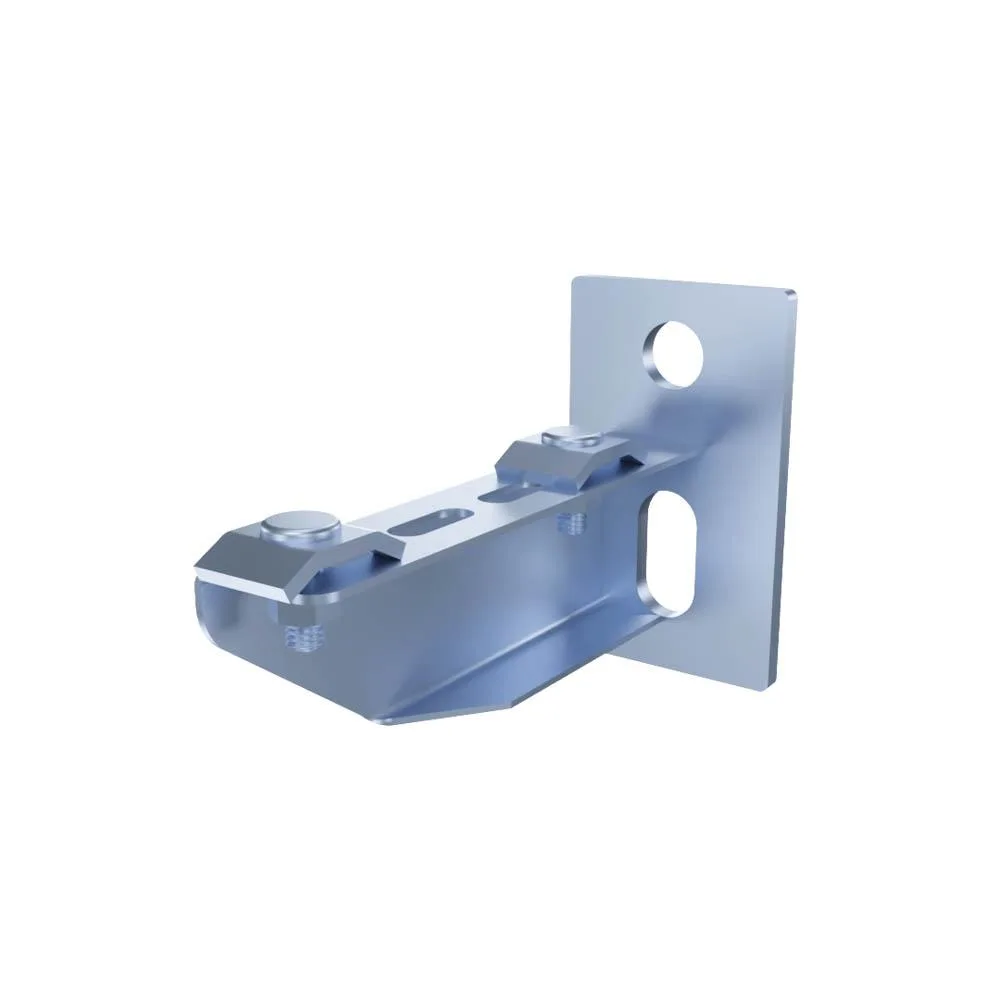 Four silver electro zinc plated T-shaped wall mount brackets 100mm