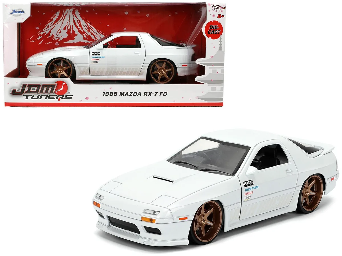 Jada Jada 1985 Mazda RX-7 White JDM Tuners 1/24 Diecast Car — product photo
