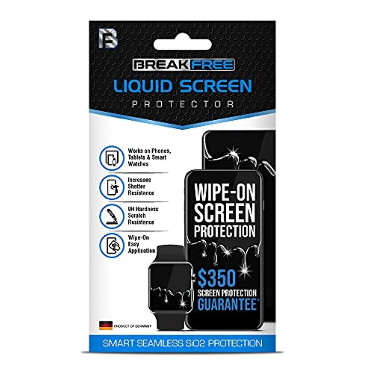 Small blue bottle of liquid screen protector with wipe-on applicator