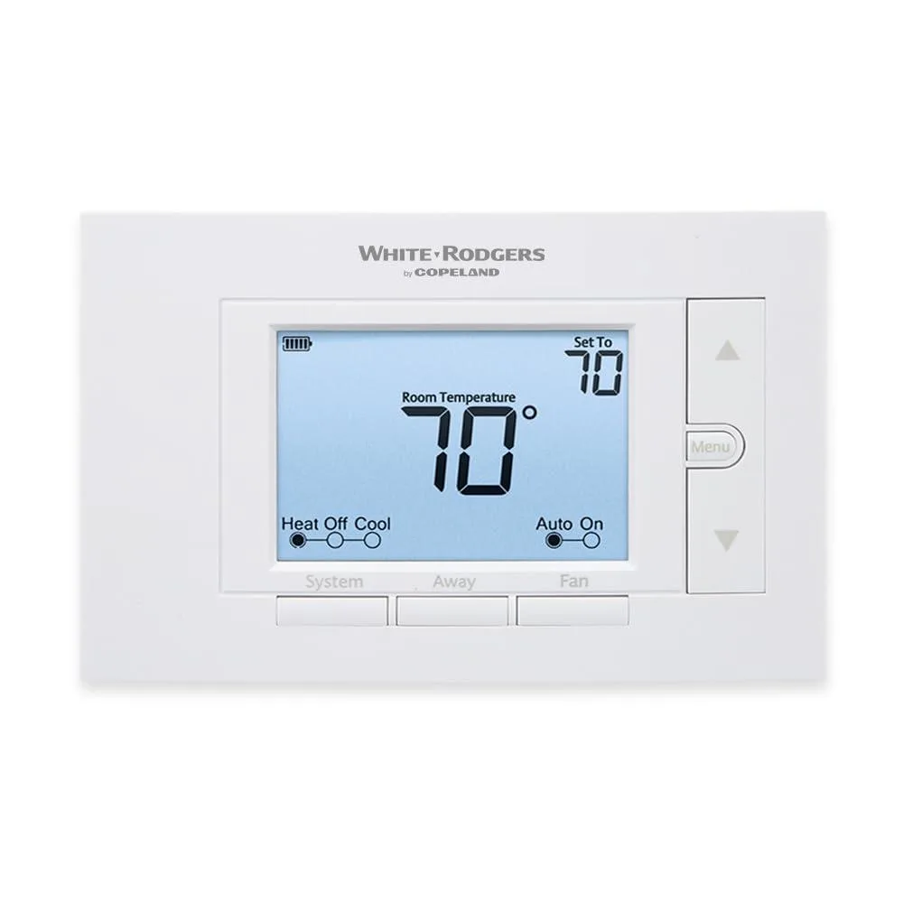White rectangular wall thermostat with backlit display, 12 pack