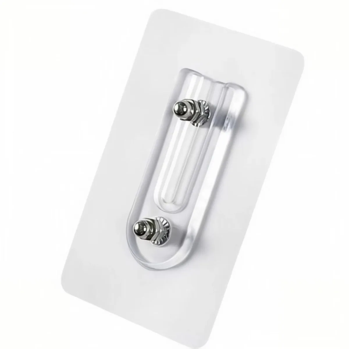 Two transparent adhesive U-hooks with adjustable stainless screws