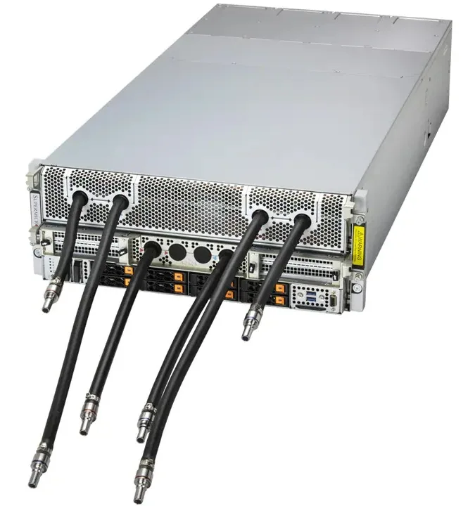 Supermicro Supermicro AS -4126GS-NBR-LCC-G1 rack server dual EPYC 9575F 3TB DDR5 4x 15.3TB NVMe 8x B200 GPU — product photo
