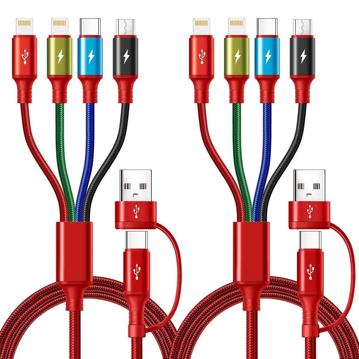 MCHOSE MCHOSE 6-in-1 Multi Charging Cable 2-Pack 6ft Braided USB-A/C to Lightning/USB-C/Micro USB — product photo