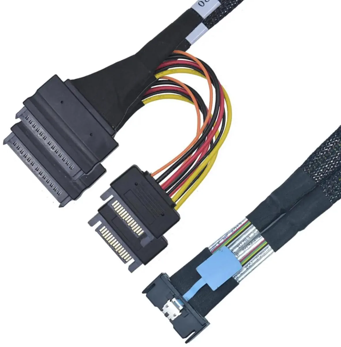 SMUGDESK SMUGDESK PCIe 5.0 MCIO x8 to 2 x SFF8639 U.2 NVMe Cable 15Pin Power 65cm — product photo