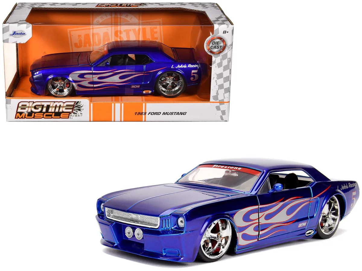Jada Jada 1965 Ford Mustang #5 L. John's Racing Candy Blue 1/24 Diecast — product photo