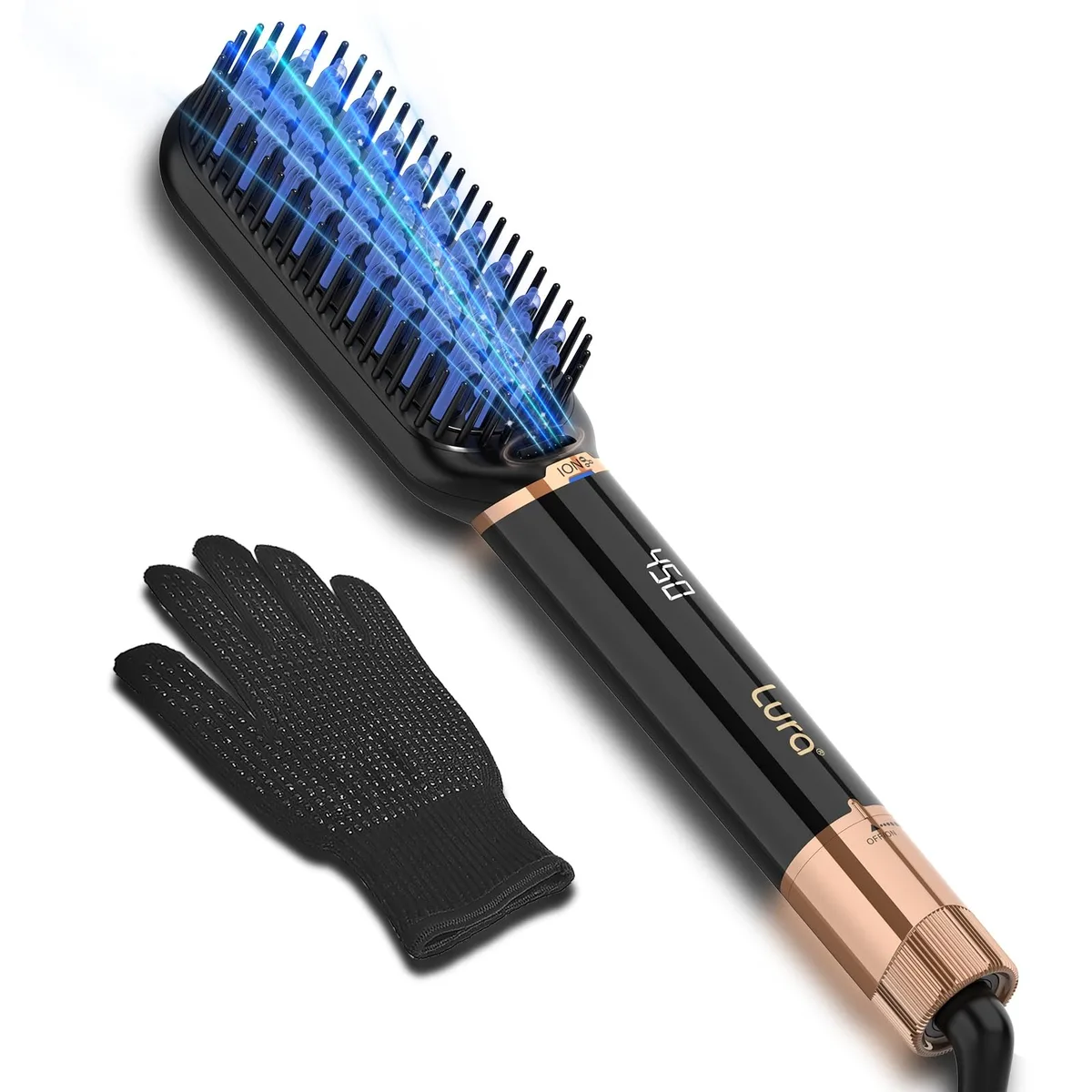 Ionic straightening brush, ceramic bristles, digital display, 1.0 in