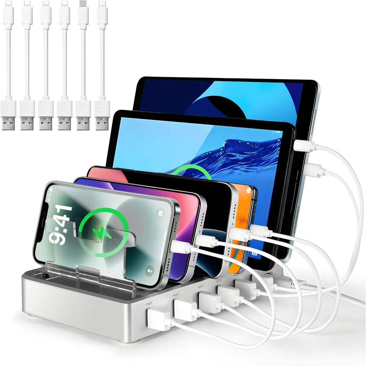 Miloll HT-CS-6 6-Port USB Charger 10A Silver — product photo