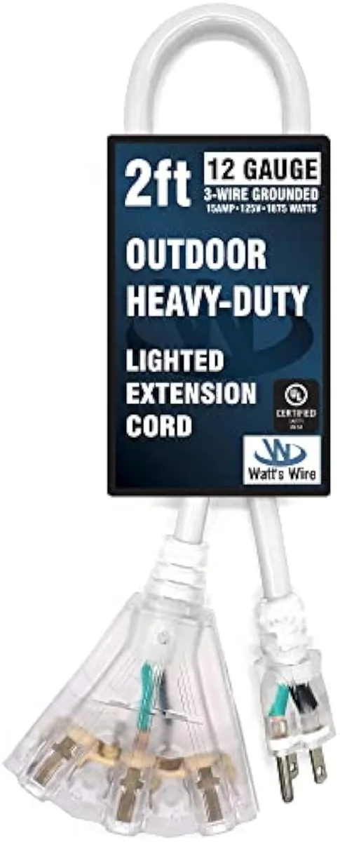TAURKENAM TAURKENAM 2 ft 12 Gauge 3-Outlet Lighted SJTW Extension Cord — product photo