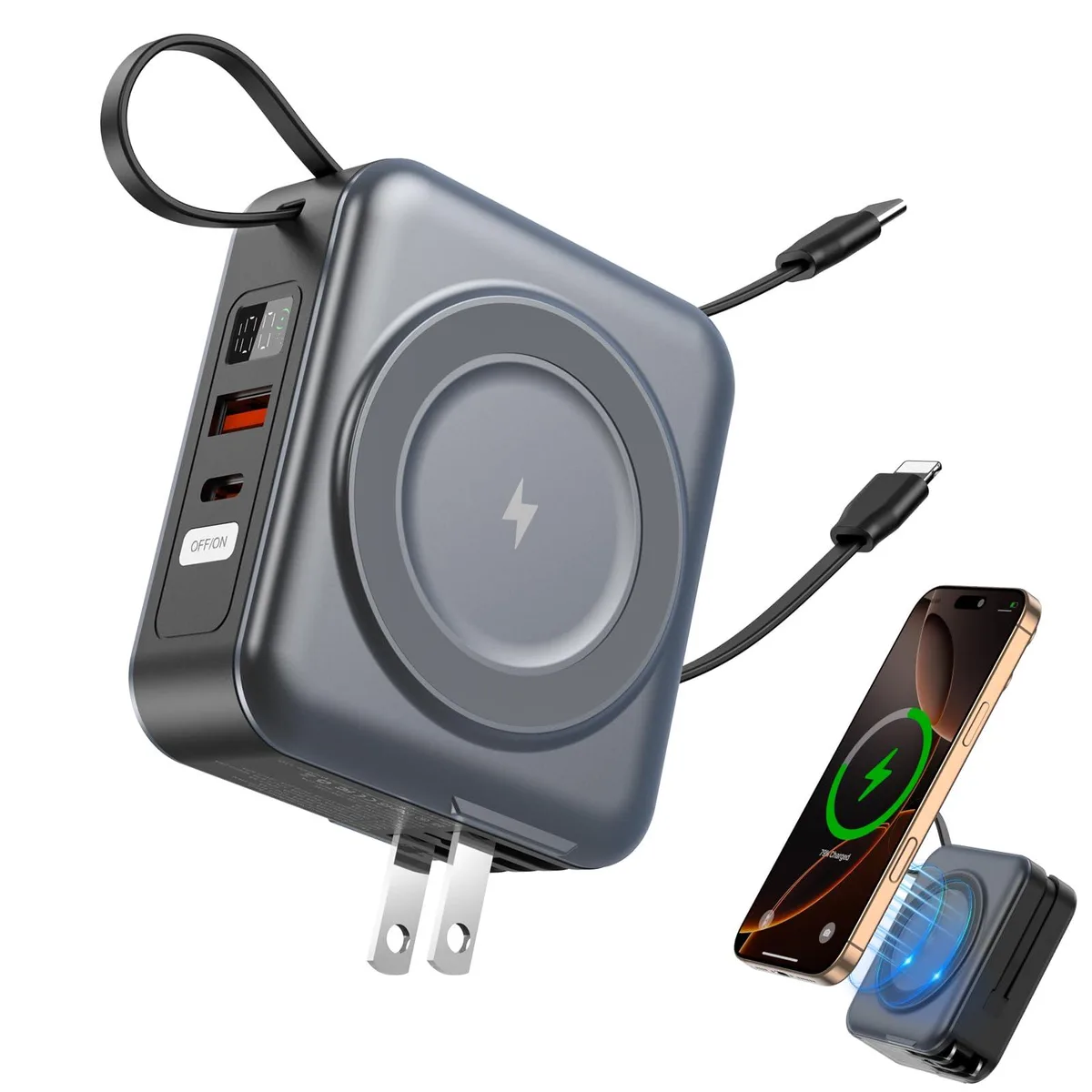  POAQCIF Q10 10000mAh power bank 22.5W Gray — product photo