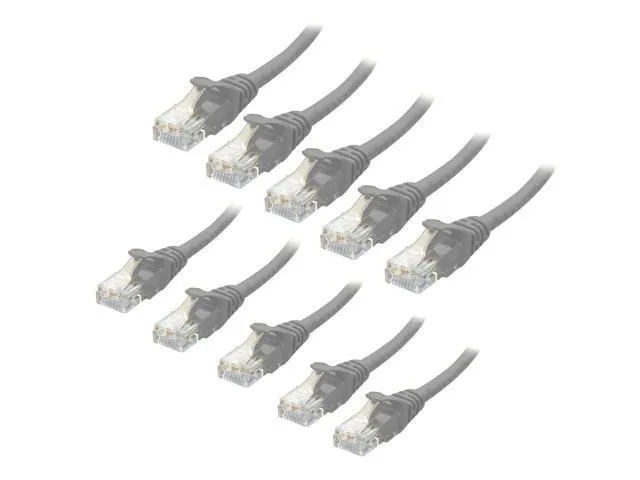 WISDUM WISDUM Cat6 Ethernet Patch Cable RJ45 10-Pack Gray 1ft 24 AWG Pure Copper 550 MHz — product photo