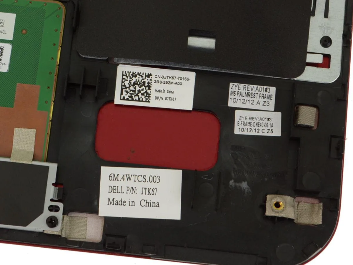 DELL DELL Inspiron 3421 5421 Palmrest Touchpad Assembly JTK67 Red — product photo