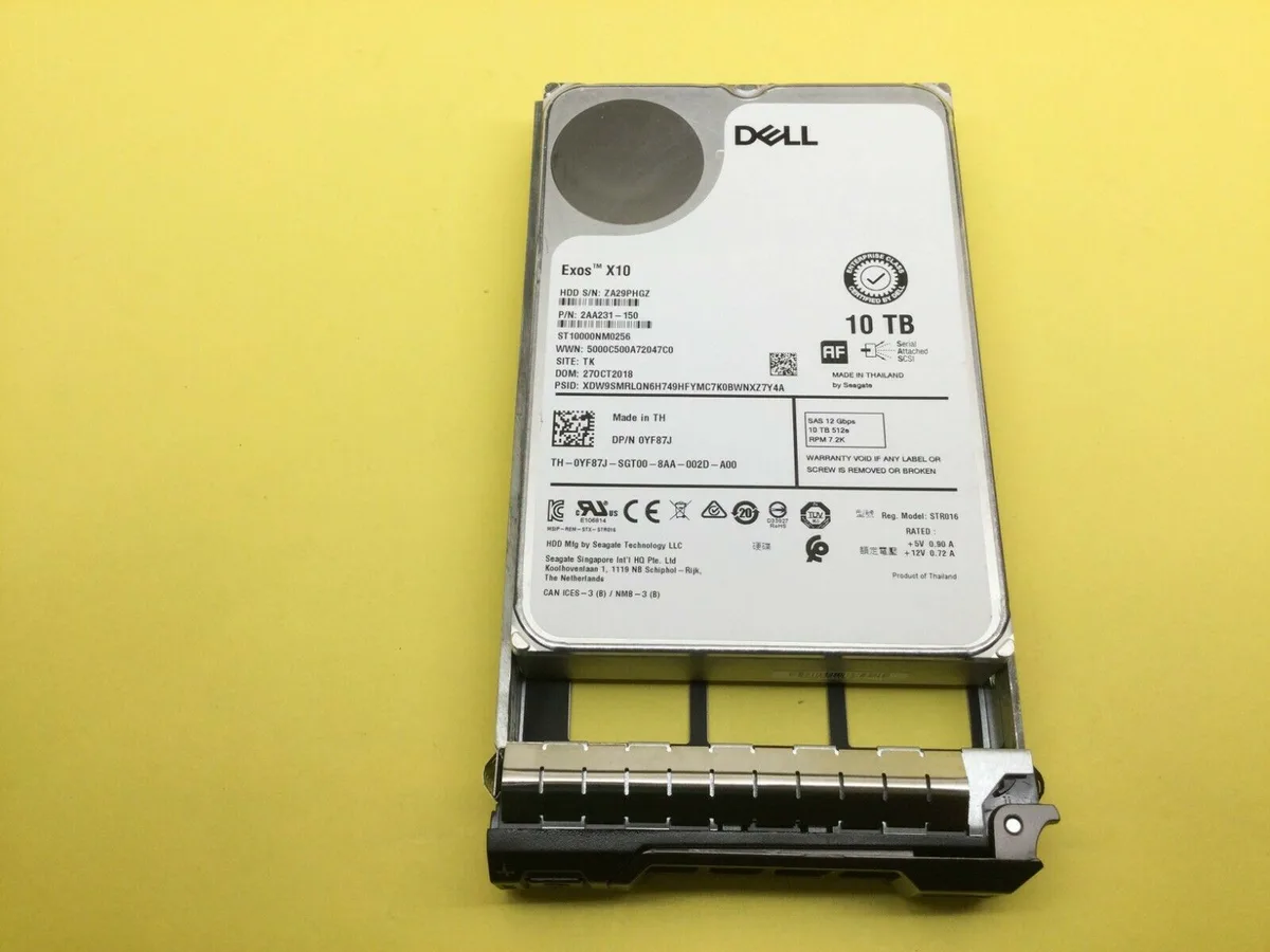 DELL DELL ST10000NM0256 10 TB 7200 RPM SAS 3.5 in 512e internal hard drive — product photo