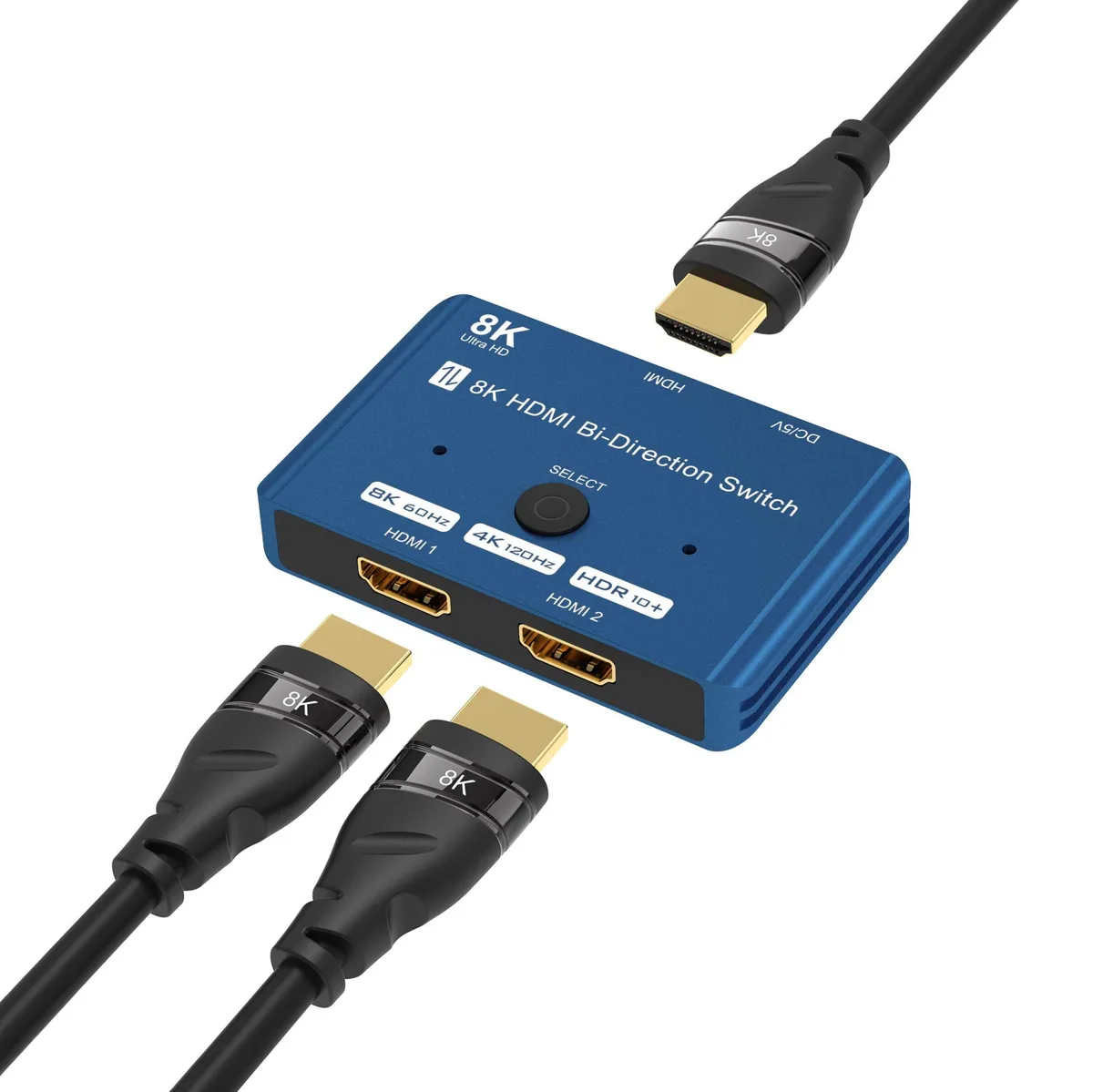 BUCIER BUCIER HDMI 2.1 Bi-Directional Switch 8K 60Hz 4K 120Hz 1440p 165Hz 1080p 240Hz 48Gbps Blue — product photo