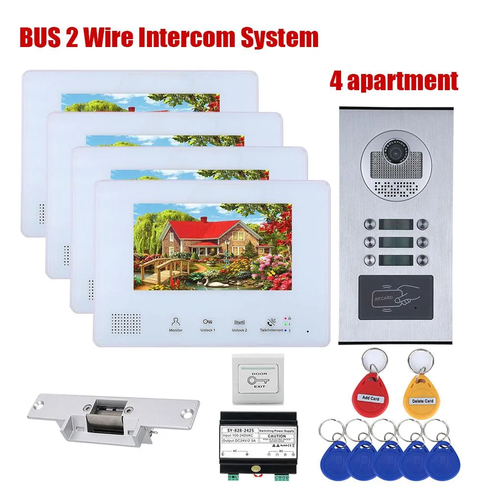 visiPower visiPower 2-wire Video Door Phone Kit — 4.7" TFT LCD, RFID unlock, 1 doorbell + 4 monitors — product photo