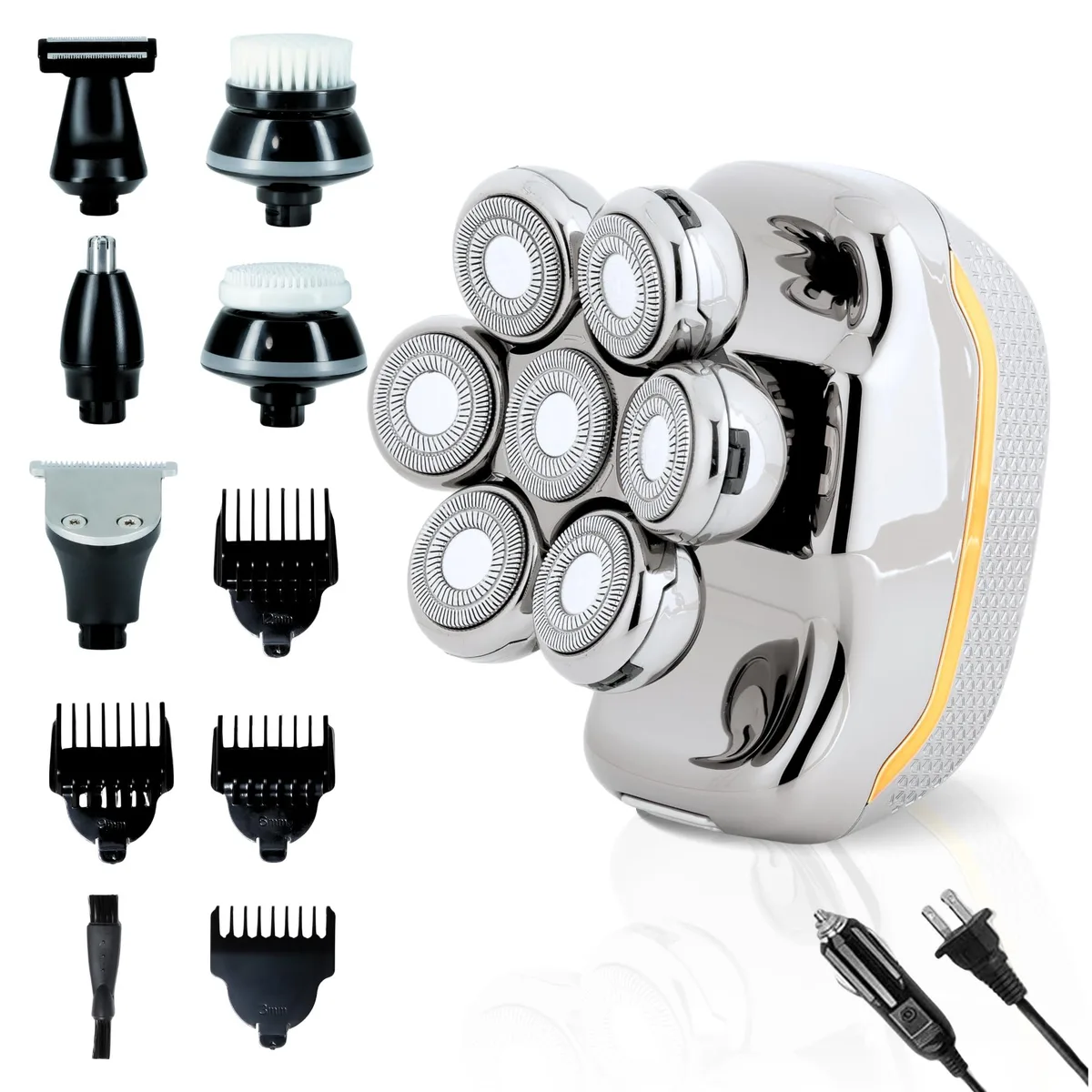 Gold rotary head shaver with seven floating heads