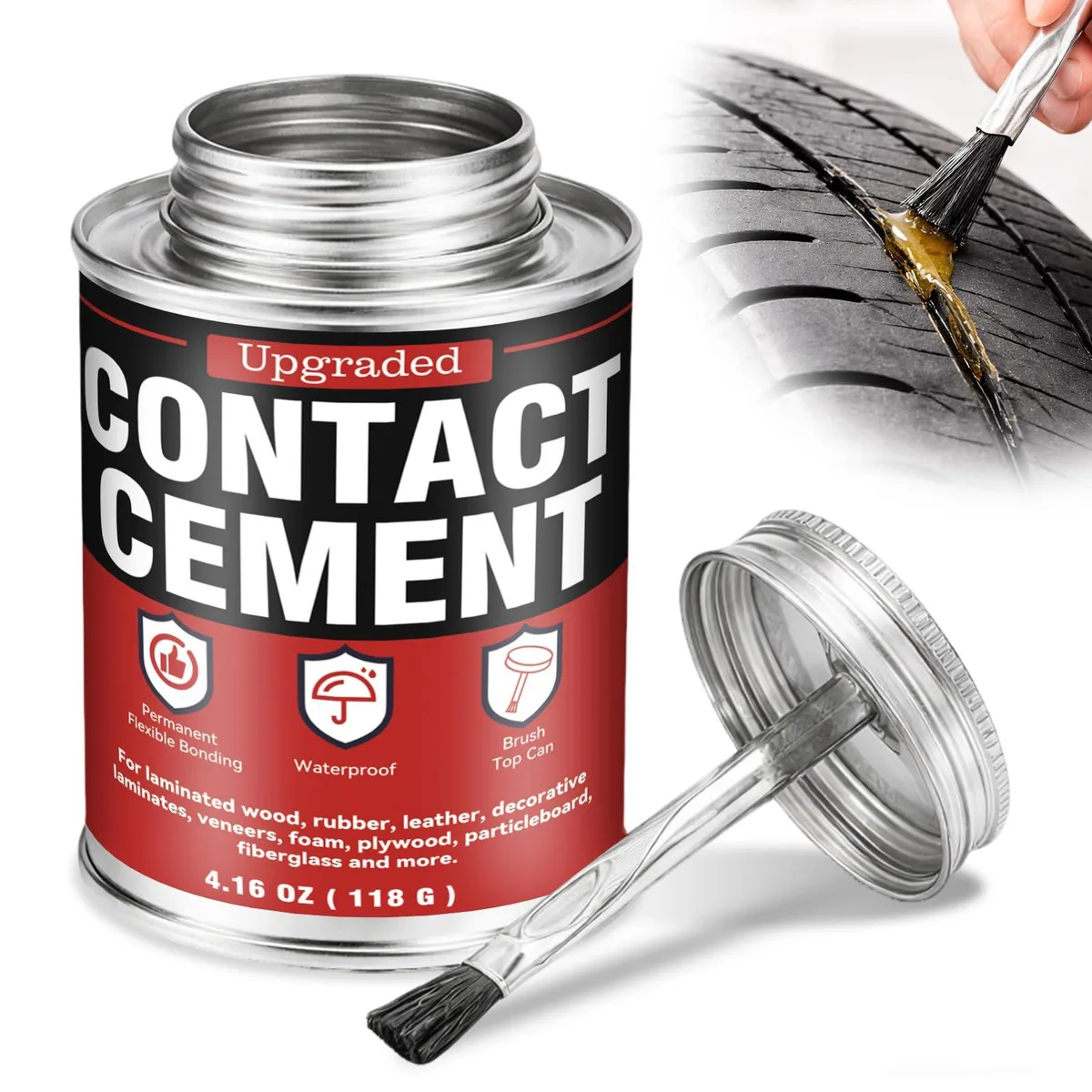  Contact Cement with Brush Heavy Duty Neoprene Adhesive 4.16 oz — product photo