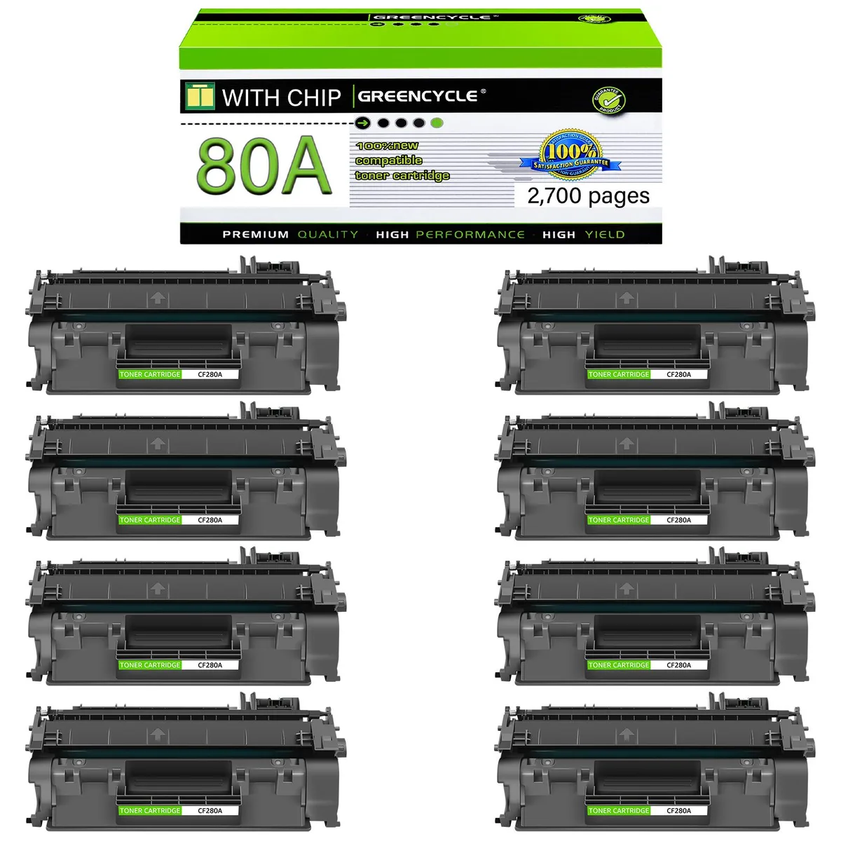 GREENCYCLE GREENCYCLE CF280A toner cartridge 8-pack black 2700 pages — product photo
