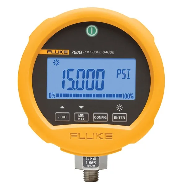 Fluke 700G06 digital test compound gauge, cast zinc aluminium case, 3 3/4 inch dial, IP67 rated