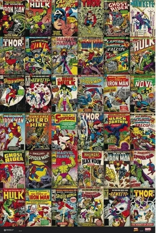 Marvel comic book covers poster print 24 by 36 inches on premium heavy stock paper