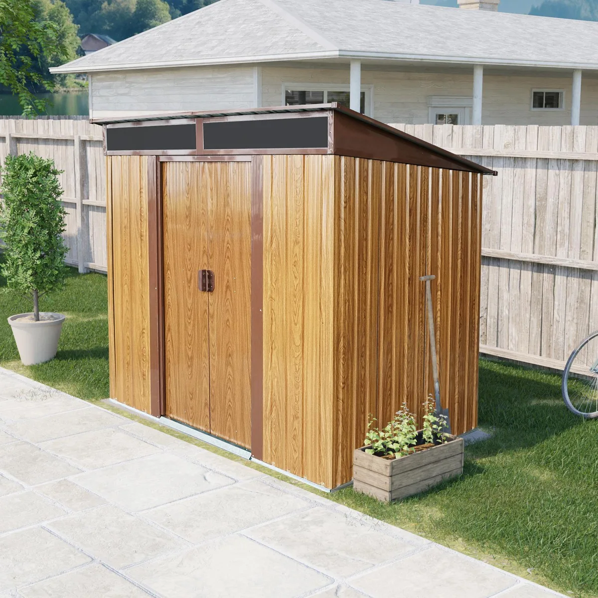 tuphen tuphen 6ft x 5ft Metal Storage Trellis Coffee — product photo