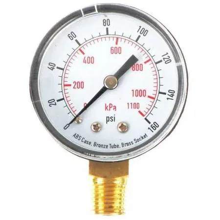 Value Brand Value Brand Pressure Gauge 0 to 160 psi 2 in Dial 1/4 in — product photo