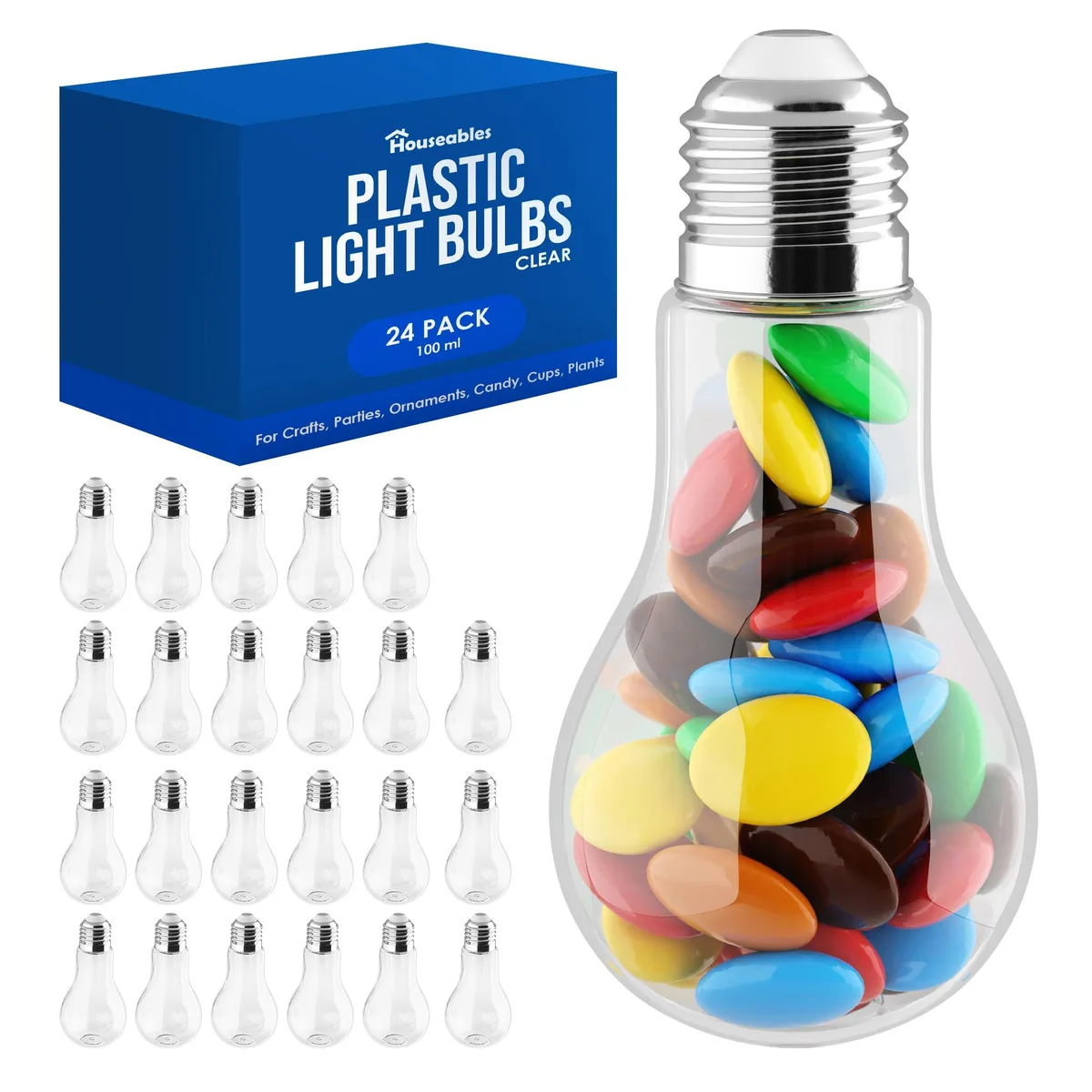 Houseables BLB-CL-24PC fillable light bulb 24 pack 100 ml 4.9 in — product photo