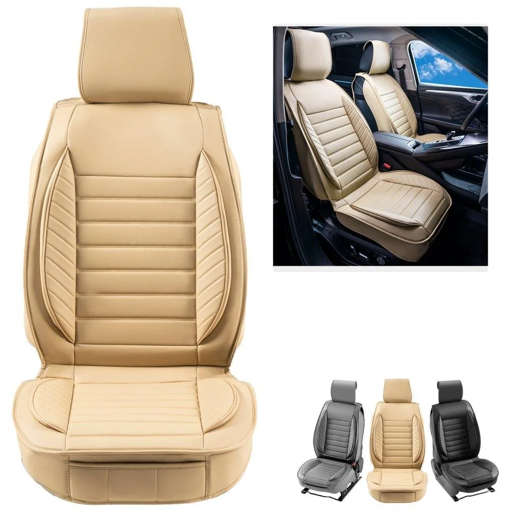 VEVOR VEVOR SCU055FG Beige 2pcs Faux Leather Front Seat Covers — product photo