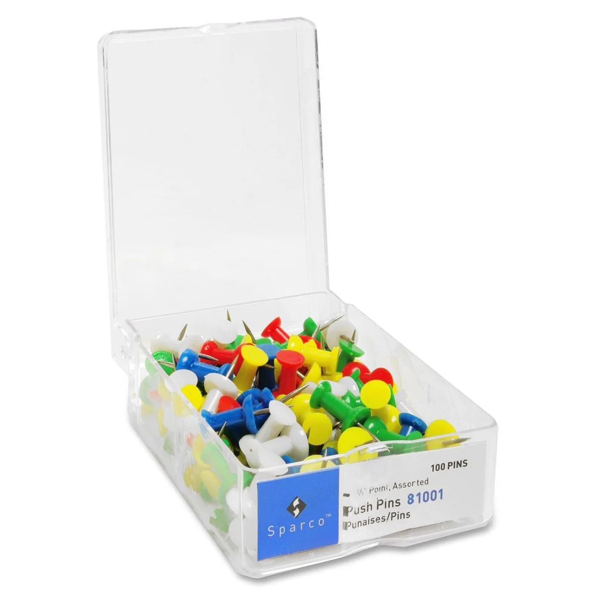 Sparco Products Sparco Products 81001 Push Pins Assorted 100 Box — product photo