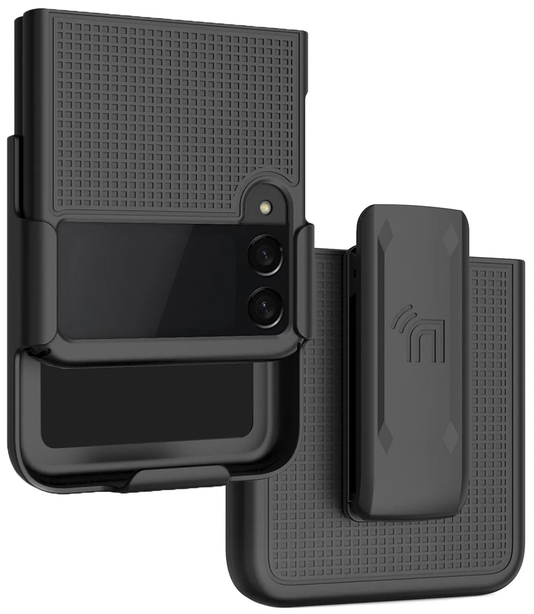 Nakedcellphone Nakedcellphone Grid Case + Belt Clip Holster Combo for Samsung Galaxy Z Flip 3 5G Black — product photo
