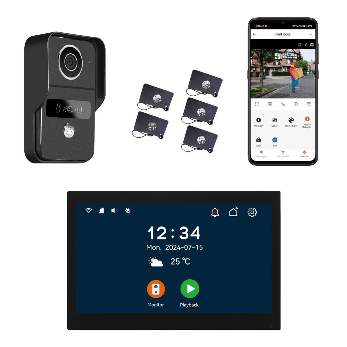 visiPower visiPower KW02C_2L10"B_1V1 2-pin Wired 10" Video Doorbell Intercom Black — product photo