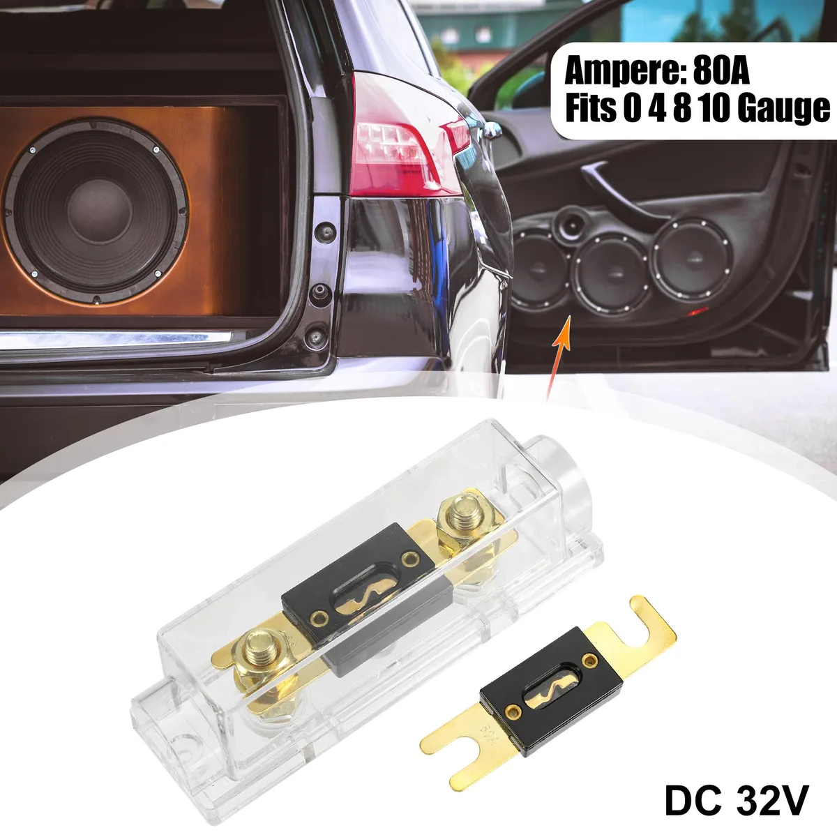Unique-Bargains Unique-Bargains ANL Fuse Holder 80A Transparent with 2 Fuses — product photo