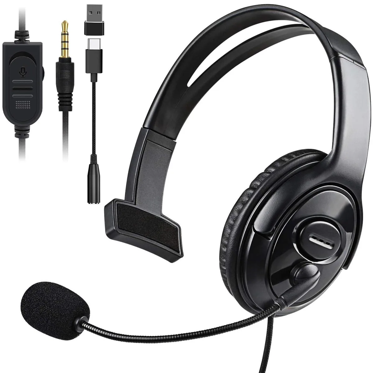  PLANTRONICS CO25-2 Single Ear Wired Headset 3.5mm USB-C USB-A Adapter — product photo