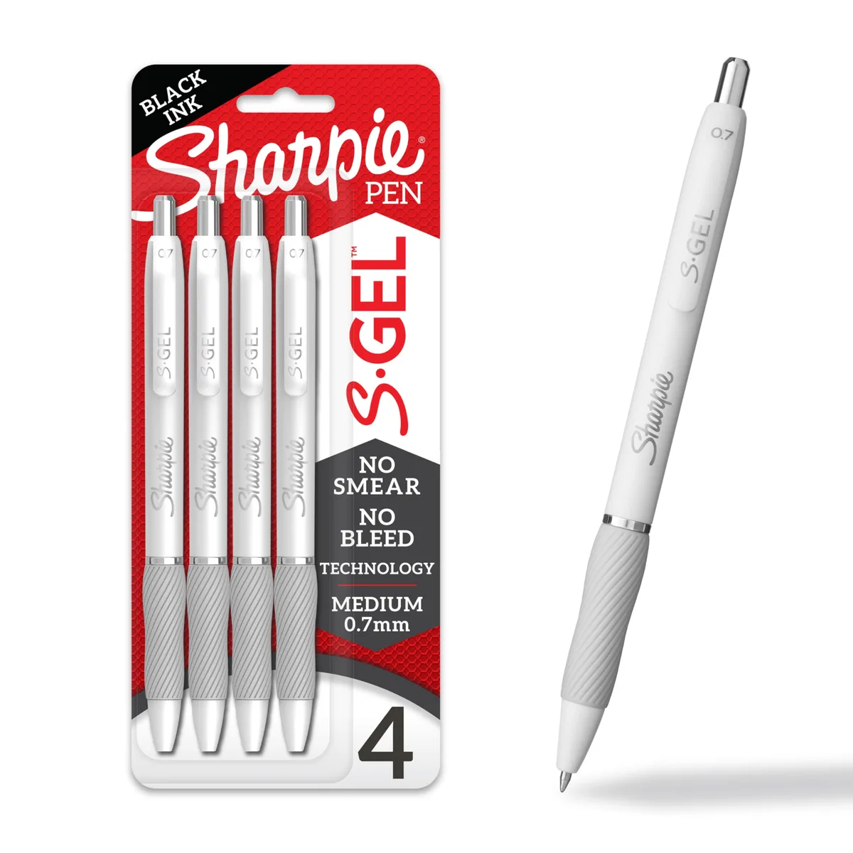  Sharpie S-Gel 2126207 Black Gel Pen Medium 0.7mm 4 Pack — product photo