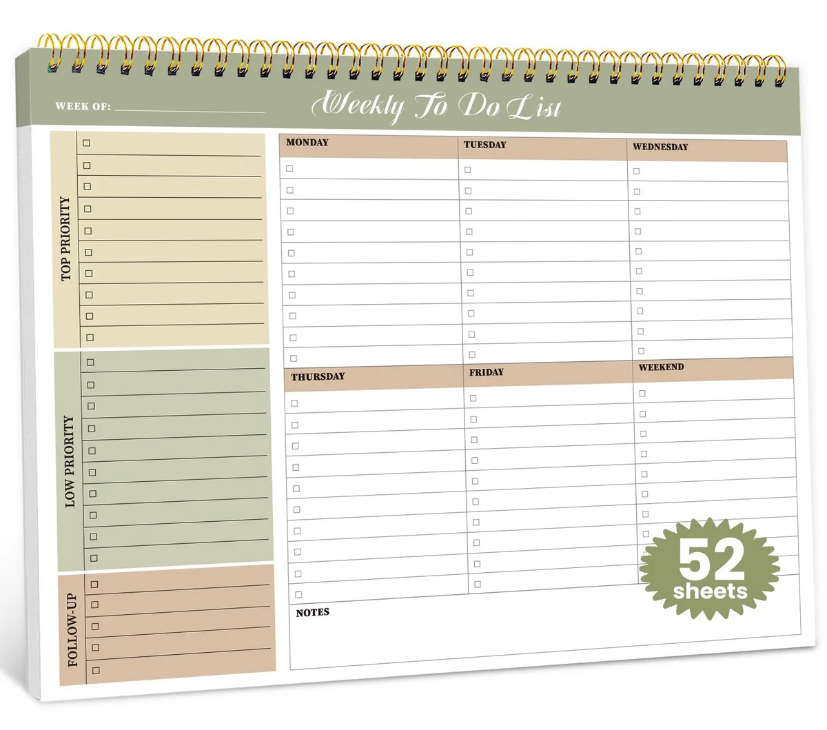  Advantus Weekly To Do List Notepad 52 Undated Sheets 8.5×11 Forest Shades — product photo