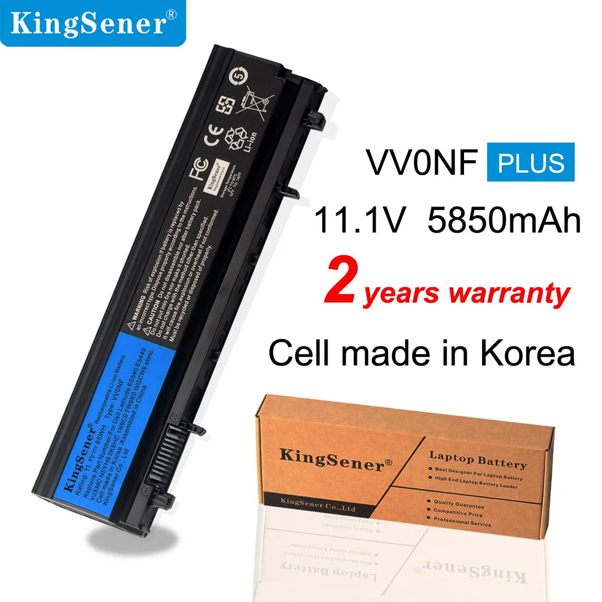 KingSener KingSener VV0NF laptop battery for Dell Latitude E5440 E5540 11.1V 65WH 6000mAh — product photo