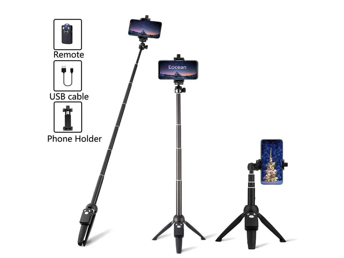 BONAEVER BONAEVER Selfie Stick Tripod 40in Wireless Remote 360° Rotation 33ft Range 8.66in Folded — product photo
