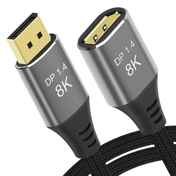 Corn Electronics Corn Electronics DisplayPort Extension Cable 3.3ft 1.4 32.4Gbps 8K@60Hz 4K@144Hz 2K@165Hz Male-Female Gray — product photo