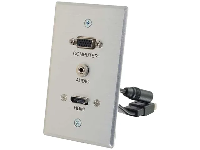 Cables To Go Cables To Go 60144 HDMI VGA 3.5mm Stereo Single Gang Switch Plate Aluminum — صورة المنتج