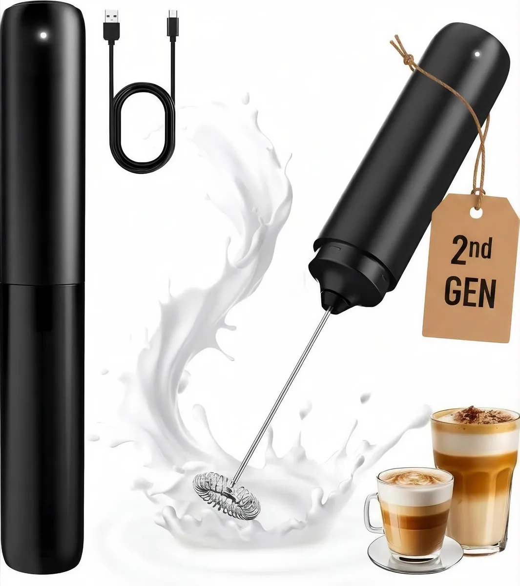 Brentwood Digital Display Handheld Milk Frother Cilox Matte Black — product photo